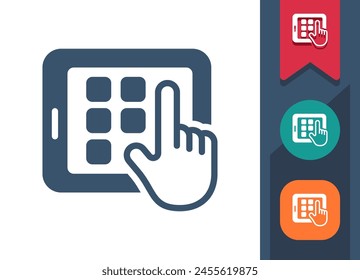 Tablet-Symbol. Hand, Finger, Touch, Touchscreen, App. Professionelles Symbol für perfekte Vektorgrafik.