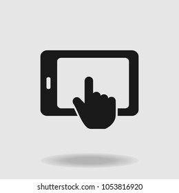 Tablet icon. Hand gesture. Touch screen. Vector
