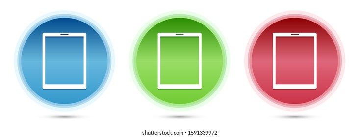Tablet icon isolated on glass round buttons set illustration