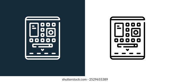 tablet icon isolated on white and black colors. tablet outline linear vector icon from computer peripherals collection for mobile apps, web and ui.