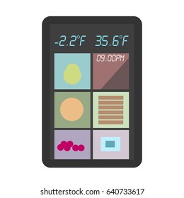Tablet icon isolated on white background. Modern tablet with applications for IOT devices control. Concept Internet Of Things. Flat vector illustration.