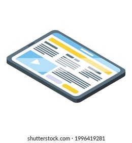 Tablet icon. Isometric of Tablet vector icon for web design isolated on white background