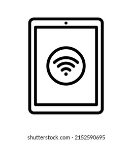 Tablet Icon. Line Art Style Design Isolated On White Background