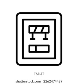 tablet icon. Line Art Style Design Isolated On White Background
