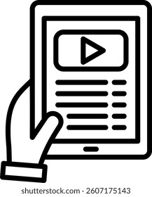 Tablet Icon Line Vector Illustration