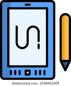 Tablet Icon Lineal Color Vector Illustration