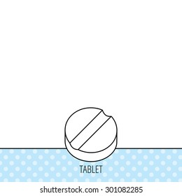 Tablet icon. Medicine drug sign. Pharmaceutical cure symbol. Circles seamless pattern. Background with icon. Vector