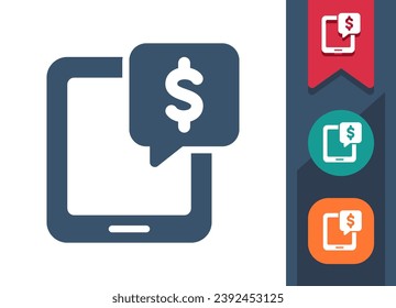 Tablet Icon. Mobile Banking, Internet Banking, Online Shopping, Money, Dollar. Professional, pixel perfect vector icon.