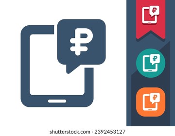 Icono de Tablet PC. Banca Móvil, Banca Internet, Compras Online, Dinero, Rublo, Rublo. Icono de vector perfecto en píxeles y profesional.