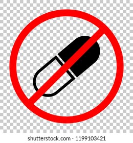 tablet icon. Not allowed, black object in red warning sign with transparent background