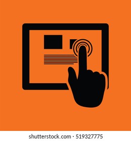 Tablet icon. Orange background with black. Vector illustration.