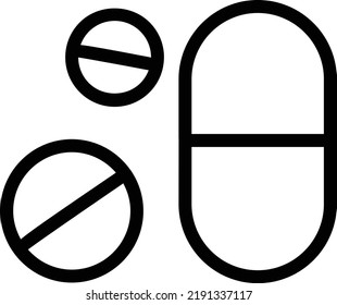 Tablet Icon With Outline Style, Medical Sign And Symbol Isolated On White Background