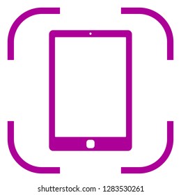 Tablet icon in purple focus. White background