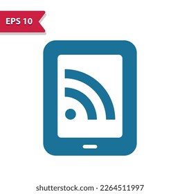 Tablet Icon. RSS Feed. Professional pixel perfect vector icon in glyph style.