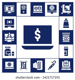 tablet icon set. 17 filled tablet icons.  Simple modern icons about  - Computer, Touch screen, Laptop, Pills, Ointment, Medicine, Layout, Handheld, 3d printing pen, Design