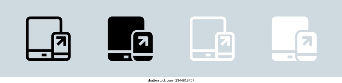 Tablet icon set in black and white. Device signs vector illustration.