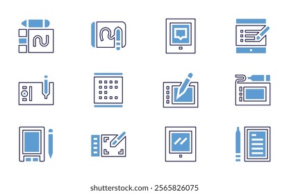 Tablet icon set. Bold line style. Duotone colors. Editable stroke. graphictablet, tablet, digitalbook.