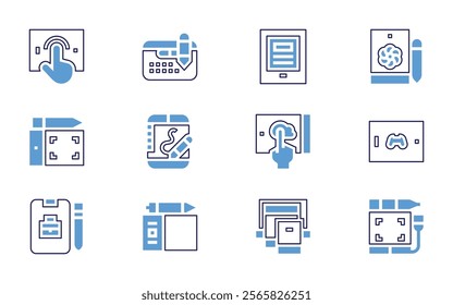 Tablet icon set. Bold line style. Duotone colors. Editable stroke. tablet, graphictablet, drawingtablet, devices, wacom, esports.