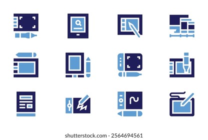 Tablet icon set. Bold style. Duotone colors. tablet, graphictablet, drawingtablet, screens.