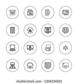 Tablet icon set. collection of 16 outline tablet icons with cloud computing, computer, design, ebook, laptop icons.