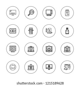 Tablet icon set. collection of 16 outline tablet icons with cloud computing, computer, graphic tablet, laptop, medicine, learning, online learning, pill, pills icons.