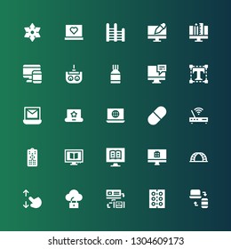 tablet icon set. Collection of 25 filled tablet icons included Responsive, Drug, Computer, Touch screen, Ladder, Ebook, Remote control, Modem, Pill, Laptop, Typography, Pills