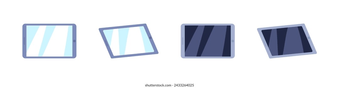Tablet icon set. Tablet screen icons. Flat style. Vector icons