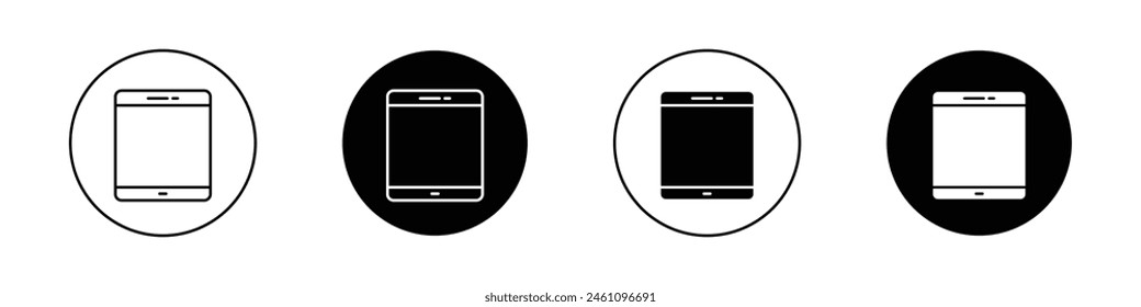 Tablet icon set. smart electronic tablet device vector symbol in black filled and outlined style.