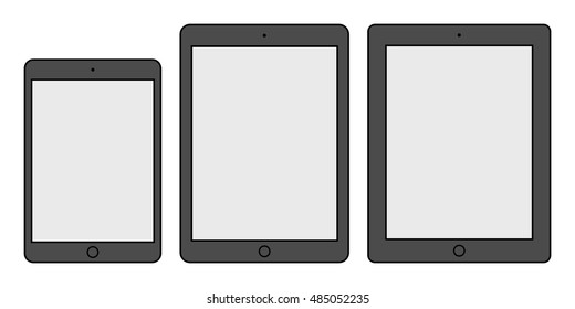 tablet icon set in thin line design style isolated on white background. device symbol. stock vector illustration