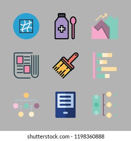 tablet icon set. vector set about graphic tool, medicine, graphics and diagram icons set.