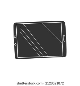 Tablet Icon Silhouette Illustration. Technology Digital Display Vector Graphic Pictogram Symbol Clip Art. Doodle Sketch Black Sign.