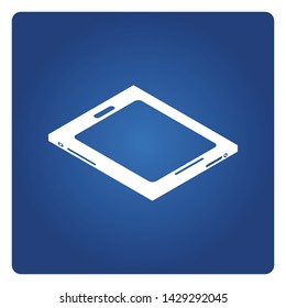 tablet icon solid isometric design on blue background