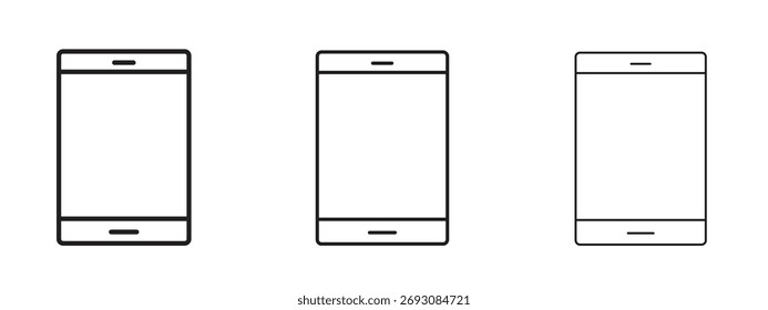 Símbolo de icono de tableta. Signo de estilo lineal para el concepto móvil