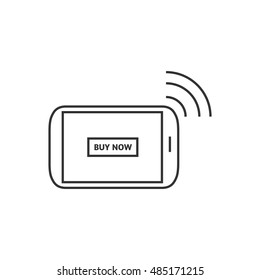 Tablet icon in thin outline style. Buy now shopping online shop e-commerce sale