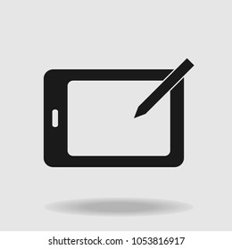 Tablet icon. Touch screen. Screen pen. Vector