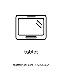 Tablet icon. Trendy modern flat linear vector Tablet icon on white background from thin line Electronic devices collection, editable outline stroke vector illustration