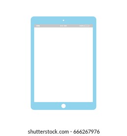 Tablet icon vector eps10. Tablet with white screen, blue color.