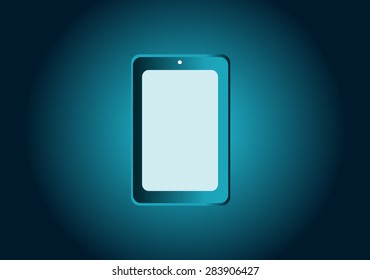 tablet icon vector illustration blue neon color design