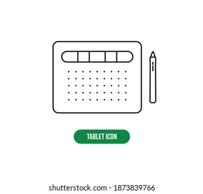 Tablet icon vector illustration. Drawing tablet with pen. Simple thin line icon for websites, web design, mobile app, infographics.
