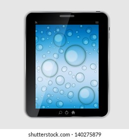 Tablet icon vector illustration with waterdrops