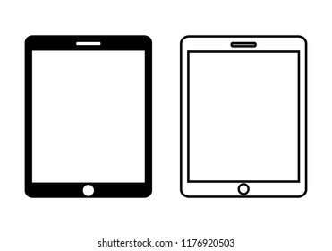 Tablet icon vector. tablet in ipad style black color with blank touch screen isolated on white background.