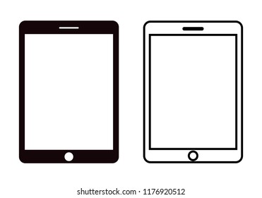 Tablet icon vector. tablet in ipad style black color with blank touch screen isolated on white background.