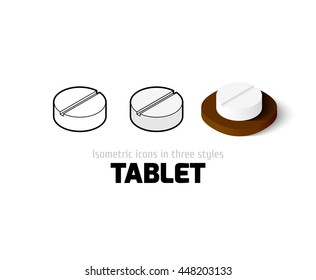 Tablet icon, vector symbol in flat, outline and isometric style