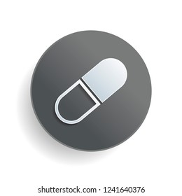 tablet icon. White paper symbol on gray round button with shadow