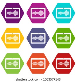 Tablet icons 9 set coloful isolated on white for web