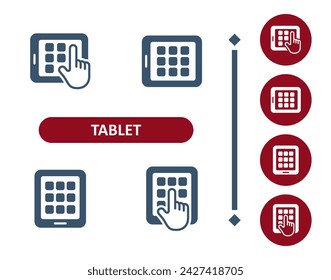 Tablettsymbole. Apps, App, Hand, Touch, Finger, Touchscreen-Symbol. Professionell, 32x32 Pixel perfekte Vektor-Symbol.
