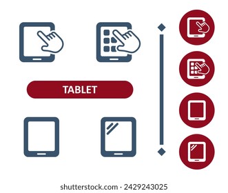 Tablettsymbole. Apps, App, Hand, Touch, Finger, Touchscreen-Symbol. Professionell, 32x32 Pixel perfekte Vektor-Symbol.