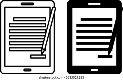 Tablet Icons. Black and White Vector Illustration. Portable Electronic Device With Touch Screen. Gadget, Technology. Device Concept