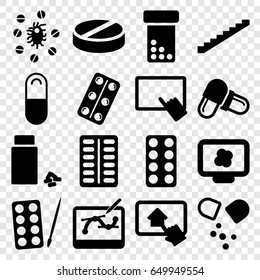 Tablet icons set. set of 16 tablet filled icons such as stairs, paints, pill, medicine, medical pills, virus and pills