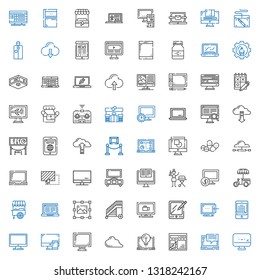 tablet icons set. Collection of tablet with screen, laptop, layout, cloud computing, display, computer, ereader, graphic tablet, monitoring. Editable and scalable icons.